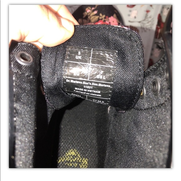 Doc Martens Pascal Floral canvas Combat Boots Sz 7 11821 Pink Black like new - Picture 7 of 7